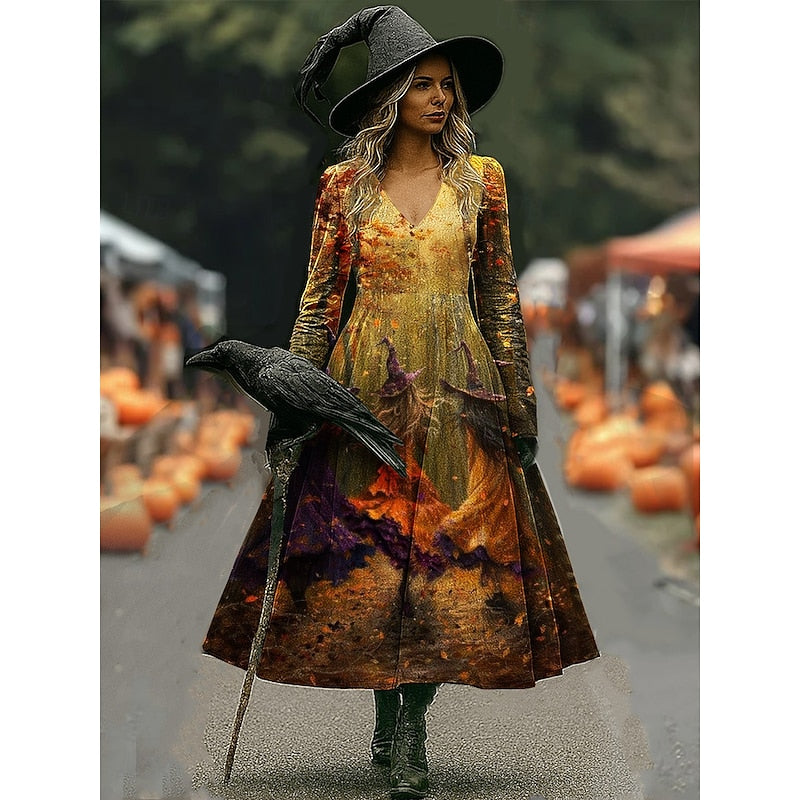 Halloween Witch wzór A-Line sukienka maxi
