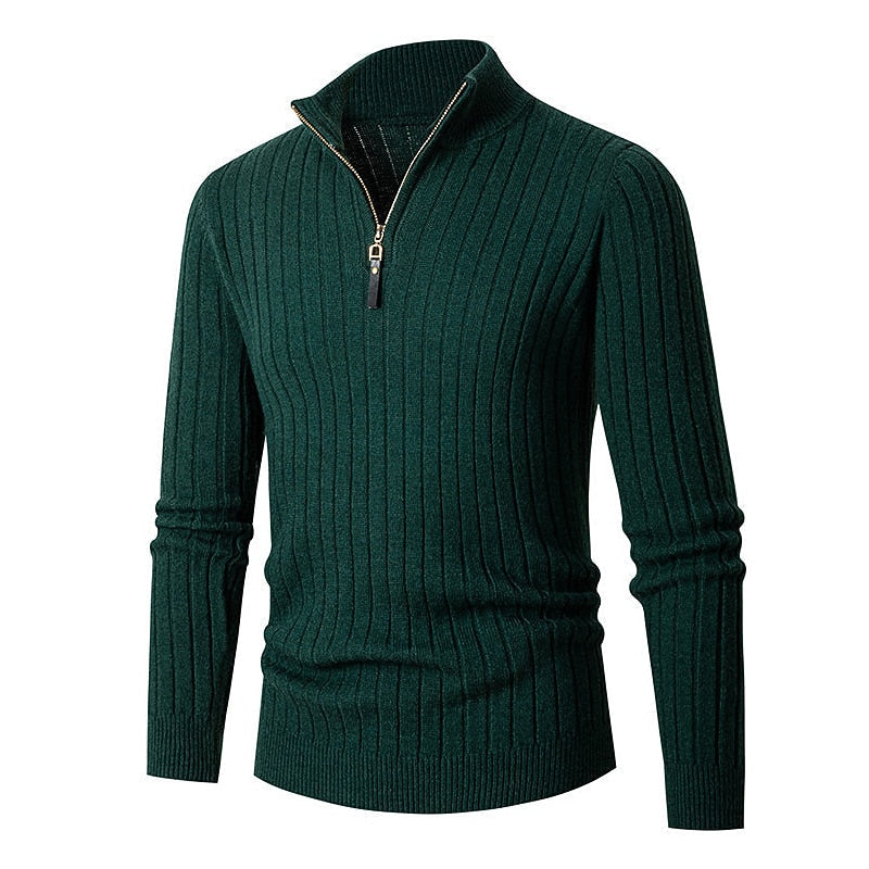 Prążkowany zamek 1/4 sweter