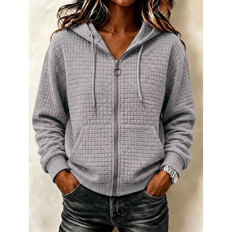 Fakturowany Zip-Up bluza z kapturem
