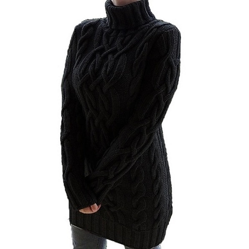 Cable-Textured sweter z golfem sukienka