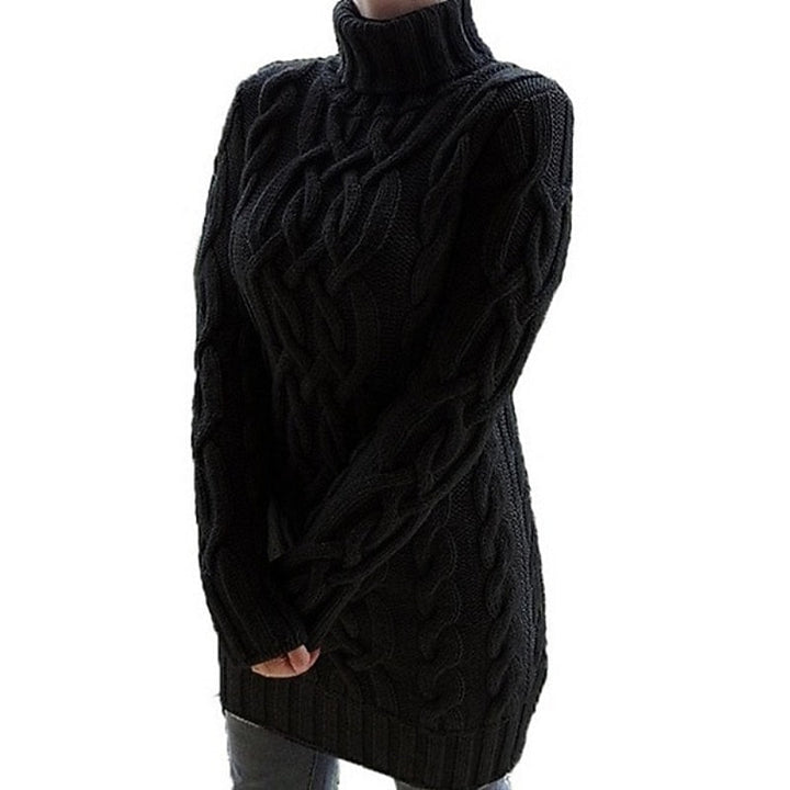 Cable-Textured sweter z golfem sukienka