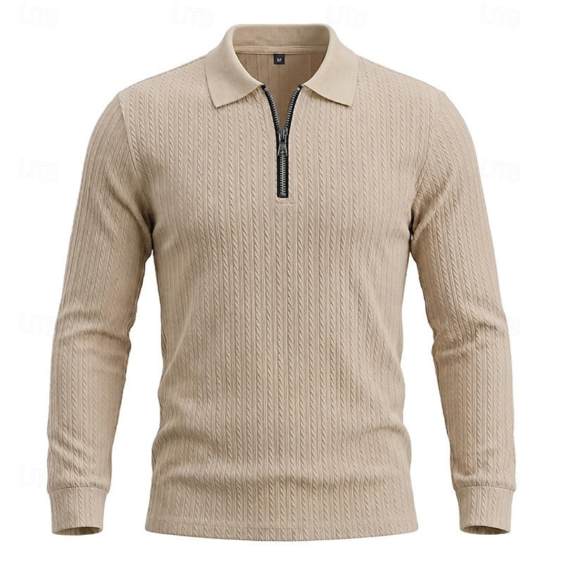 Fakturowany zamek 1/4 koszulka polo