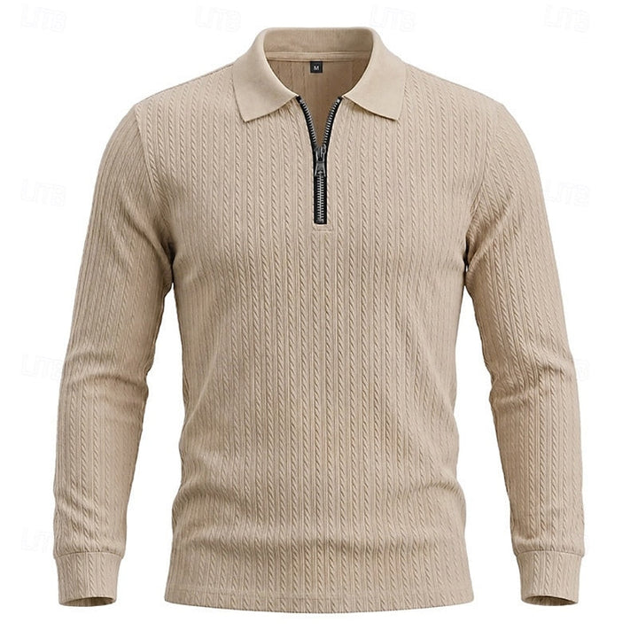 Fakturowany zamek 1/4 koszulka polo