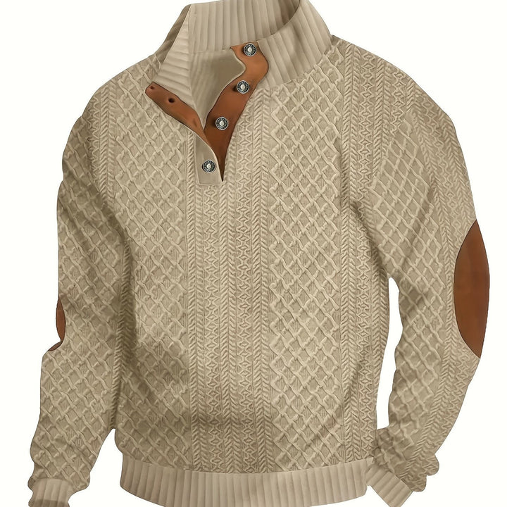 Wyróżniać się kołnierz guzik Henley sweter