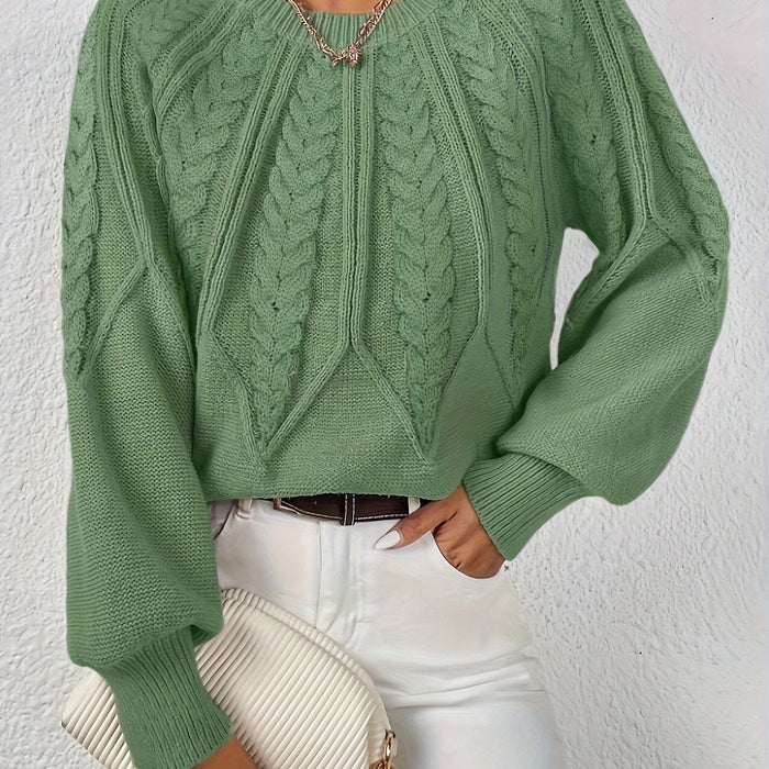 Warkoczowy splot Round-Neck sweter