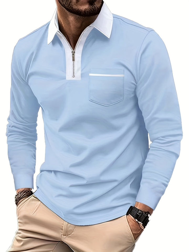Elegancki zamek-kołnierz koszulka polo