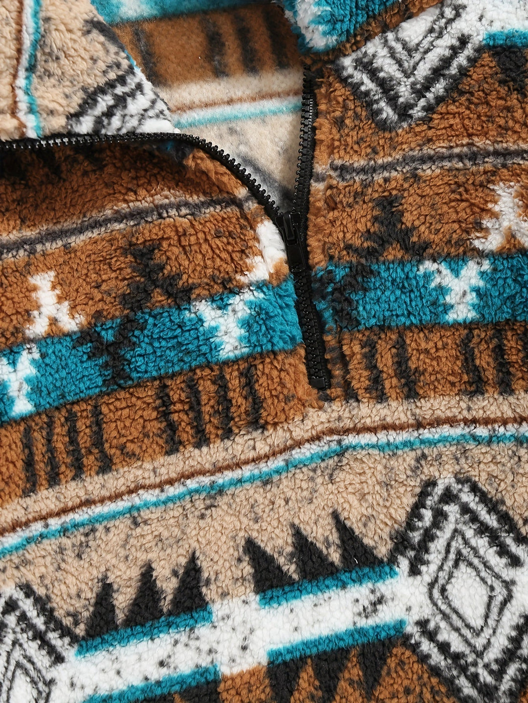 Wzorzysty zamek 1/4 sweter