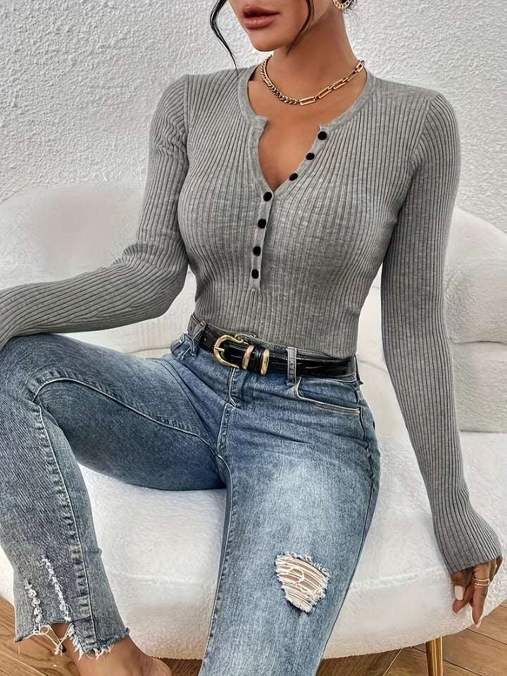 Prążkowany Half-Button top