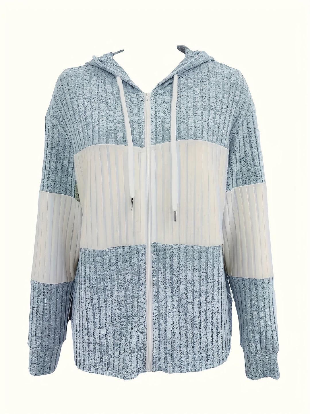 Przytulny blok kolorów Zip-Up bluza z kapturem