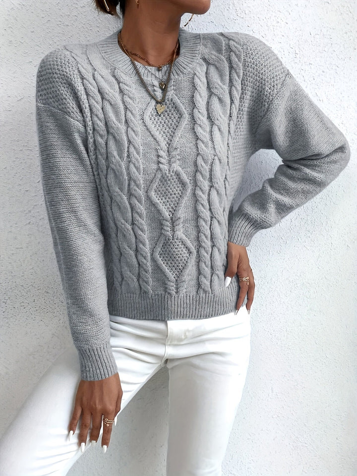 Chunky warkoczowy splot sweter