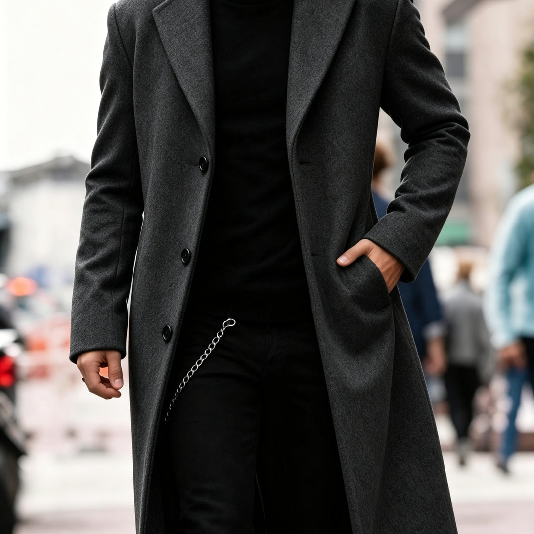 Elegancki długi Trench płaszcz