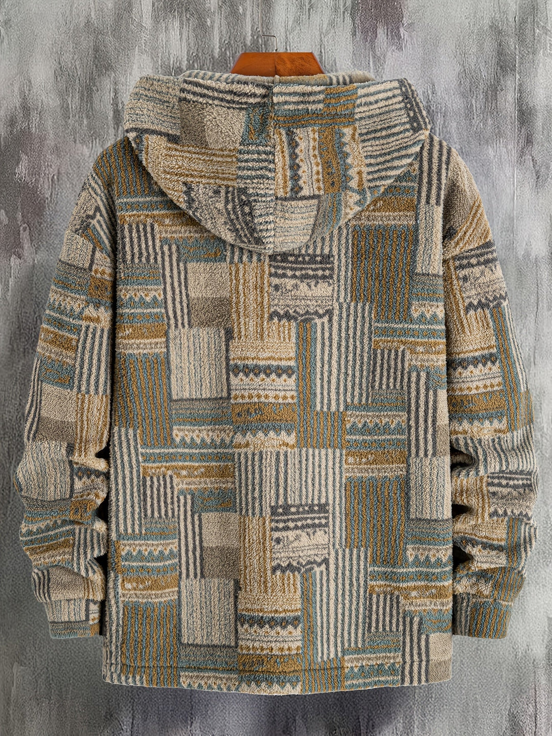 Wzorzysty zamek 1/4 sweter