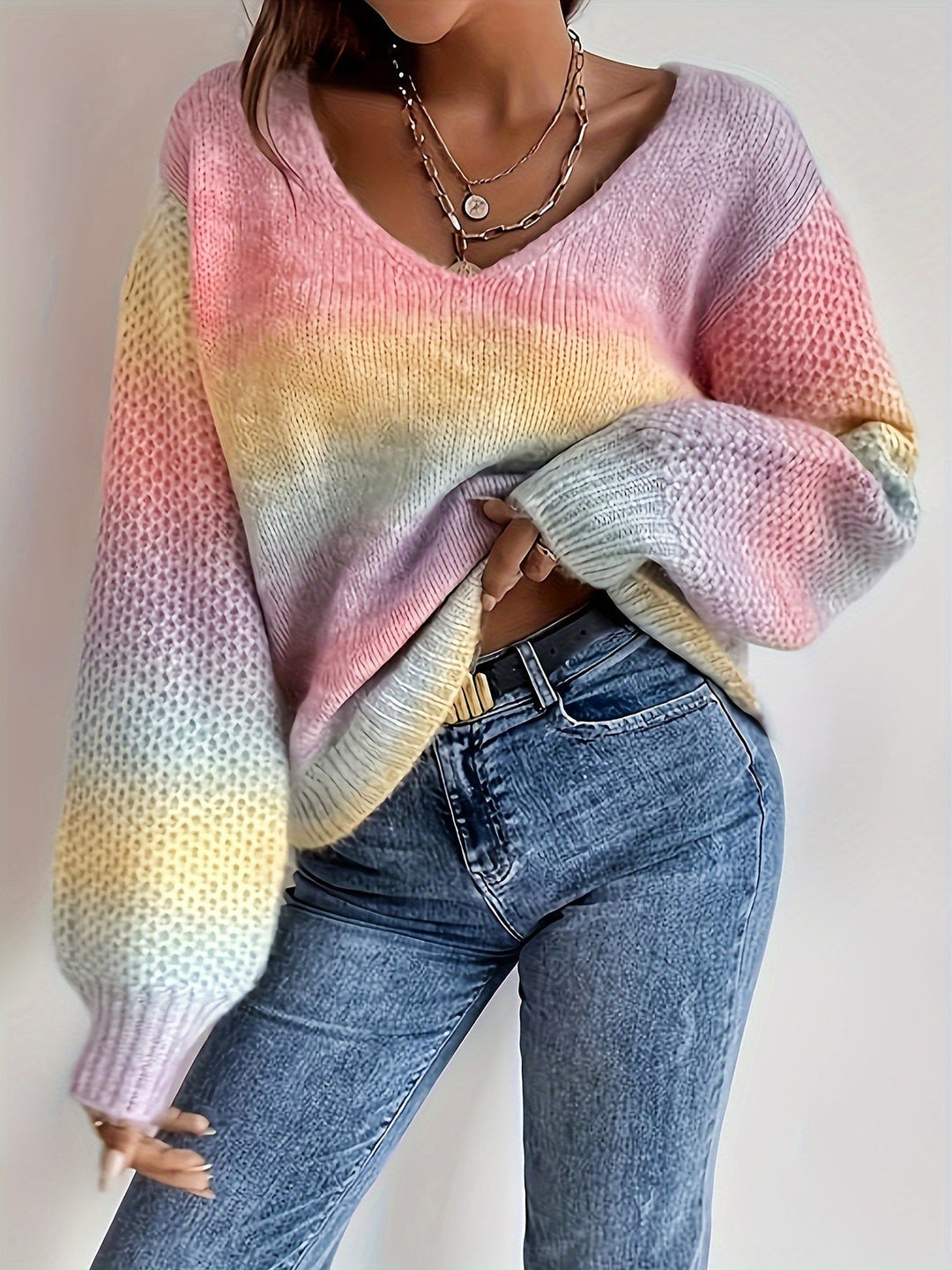 Swobodny Off-Shoulder dzianina sweter