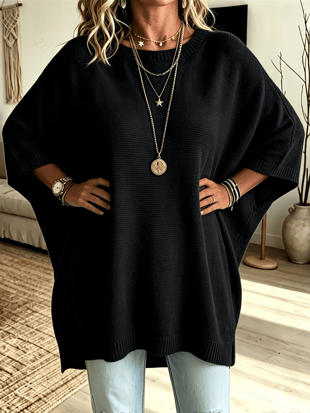 Swobodny Batwing sweter