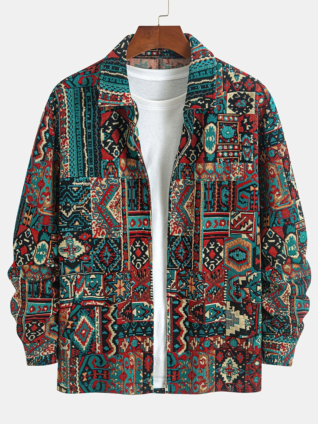 Wzorzysty Lapel zamek kurtka