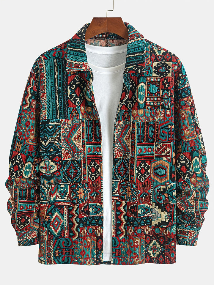 Wzorzysty Lapel zamek kurtka