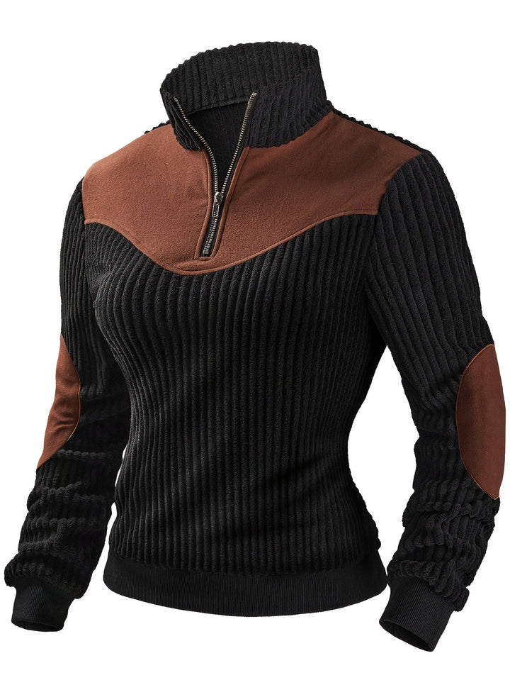 Prążkowany zamek 1/4 sweter