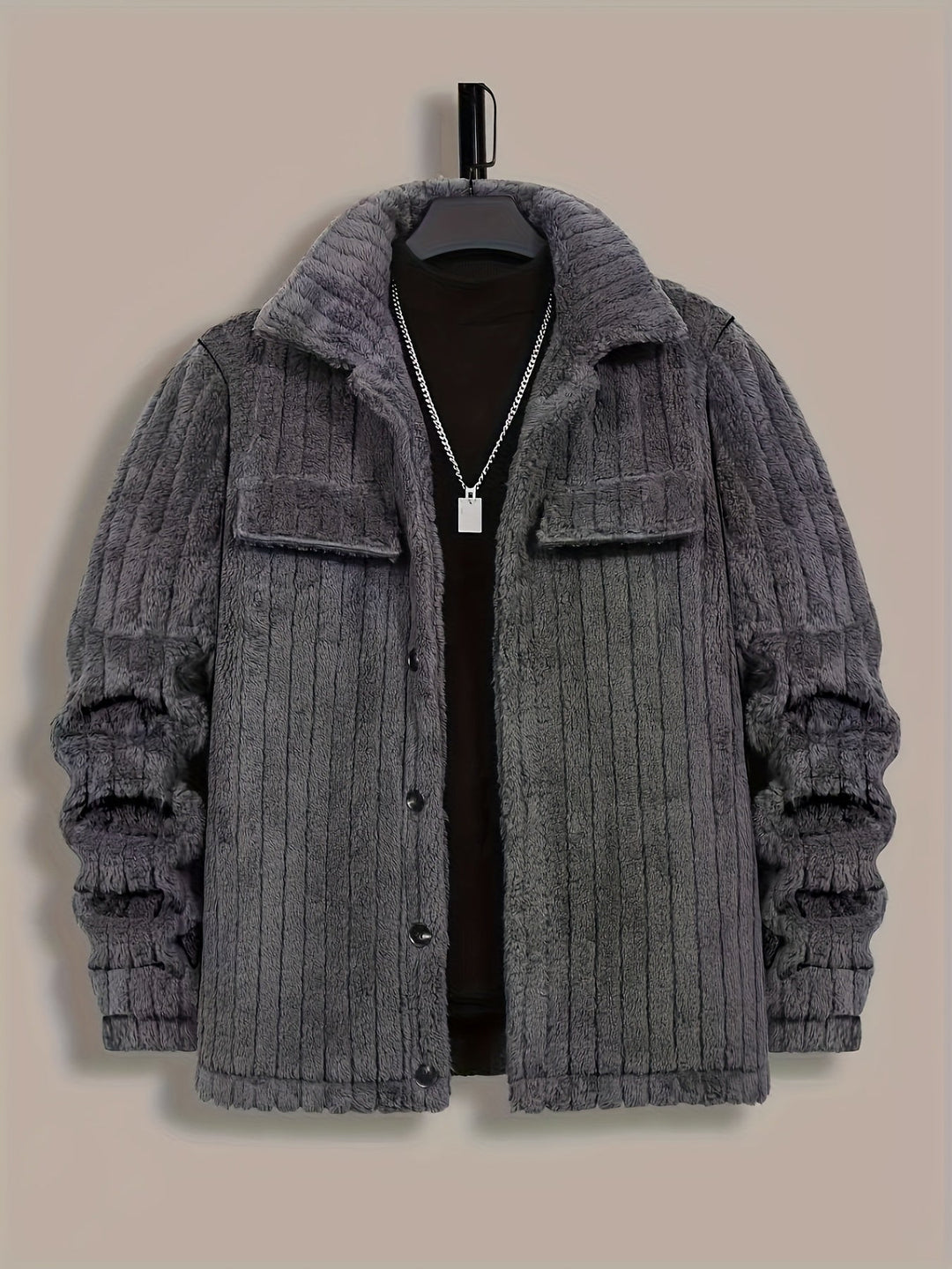 Fakturowany Button-Up kurtka