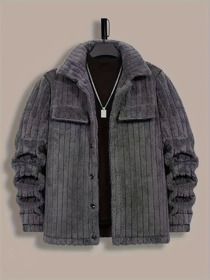 Fakturowany Button-Up kurtka