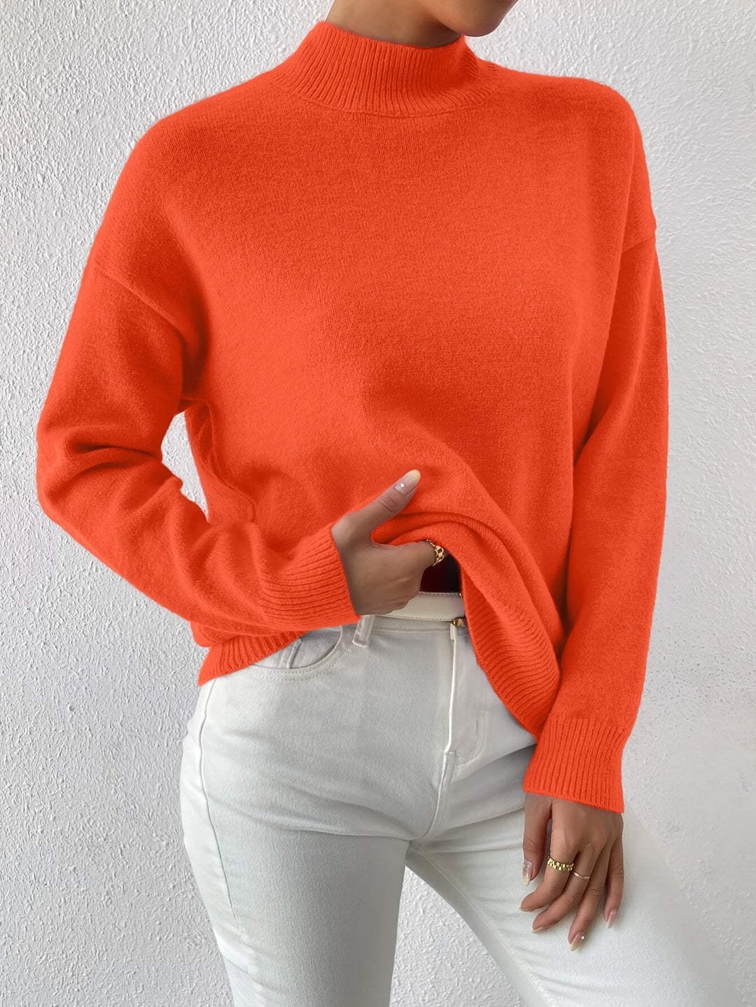 Elegancki imitacja szyja sweter