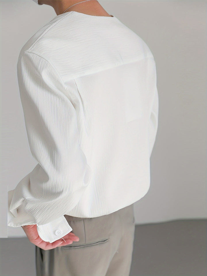 Collarless dekolt V koszula