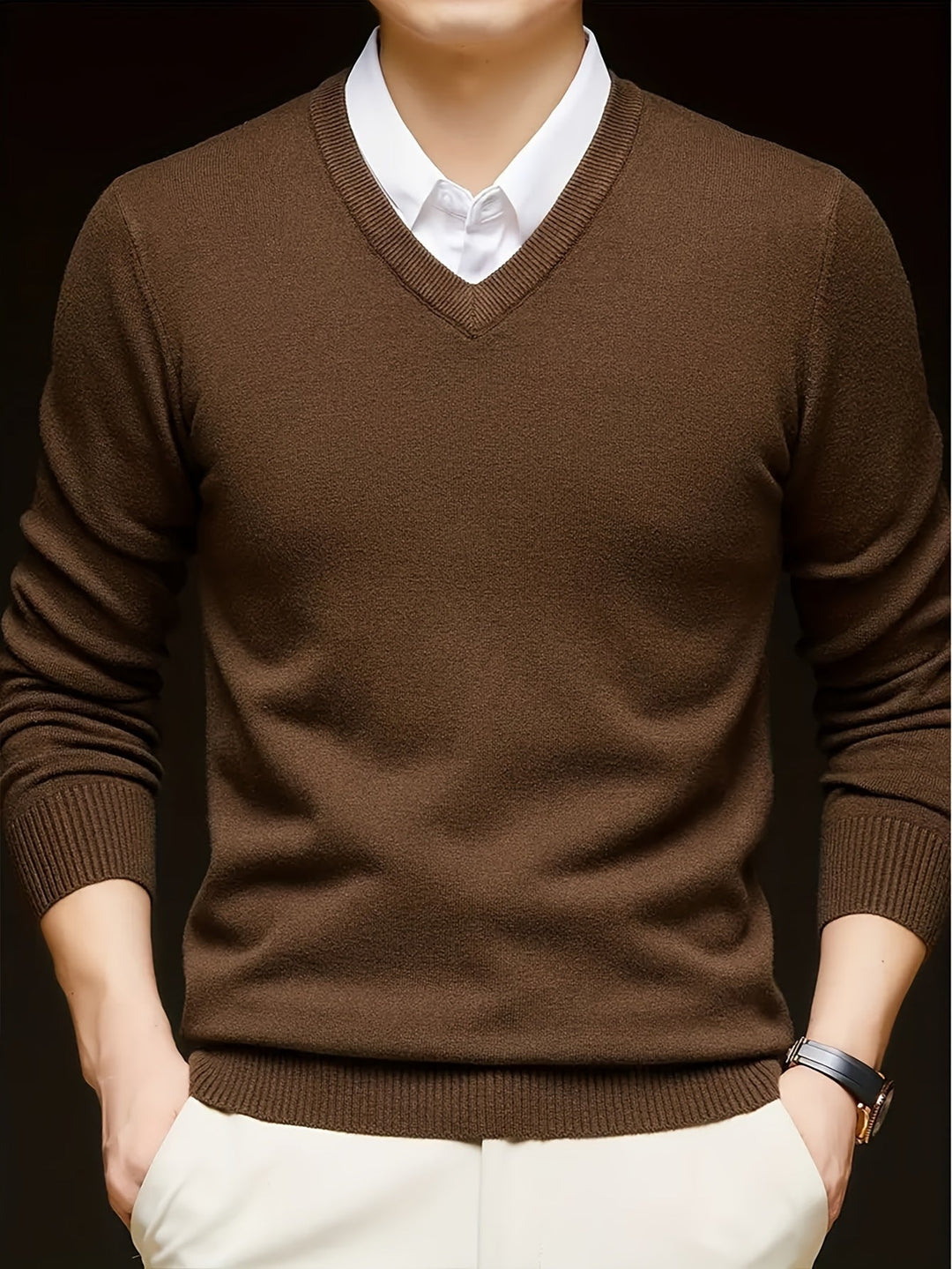 Elegancki sweter z dekoltem V