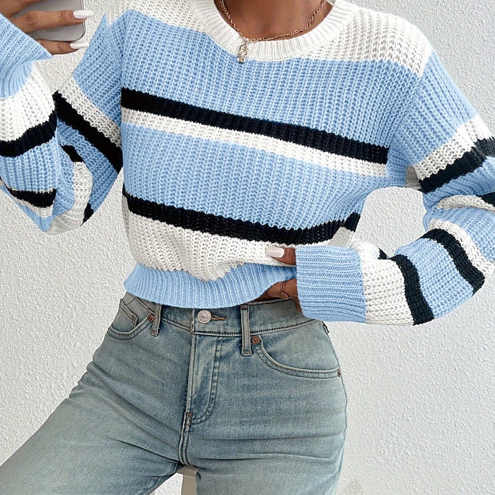 Colorblock w paski sweter