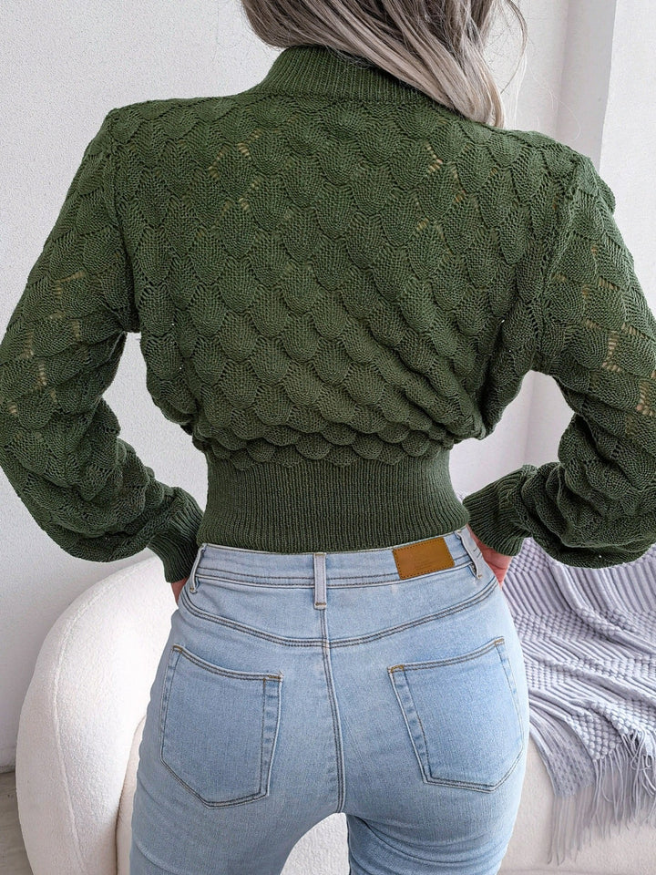 Fakturowany Cropped sweter