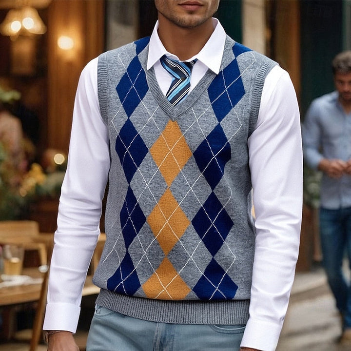 Klasyczny w romby kamizelka swetrowa