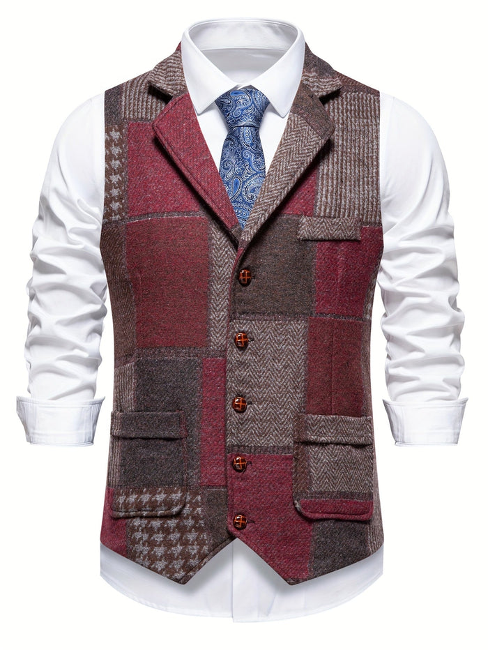 Patchwork kamizelka z jodełka wzór