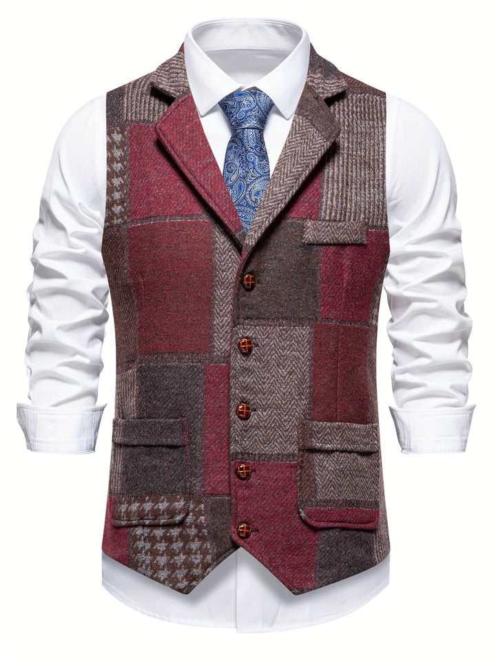 Patchwork kamizelka z jodełka wzór