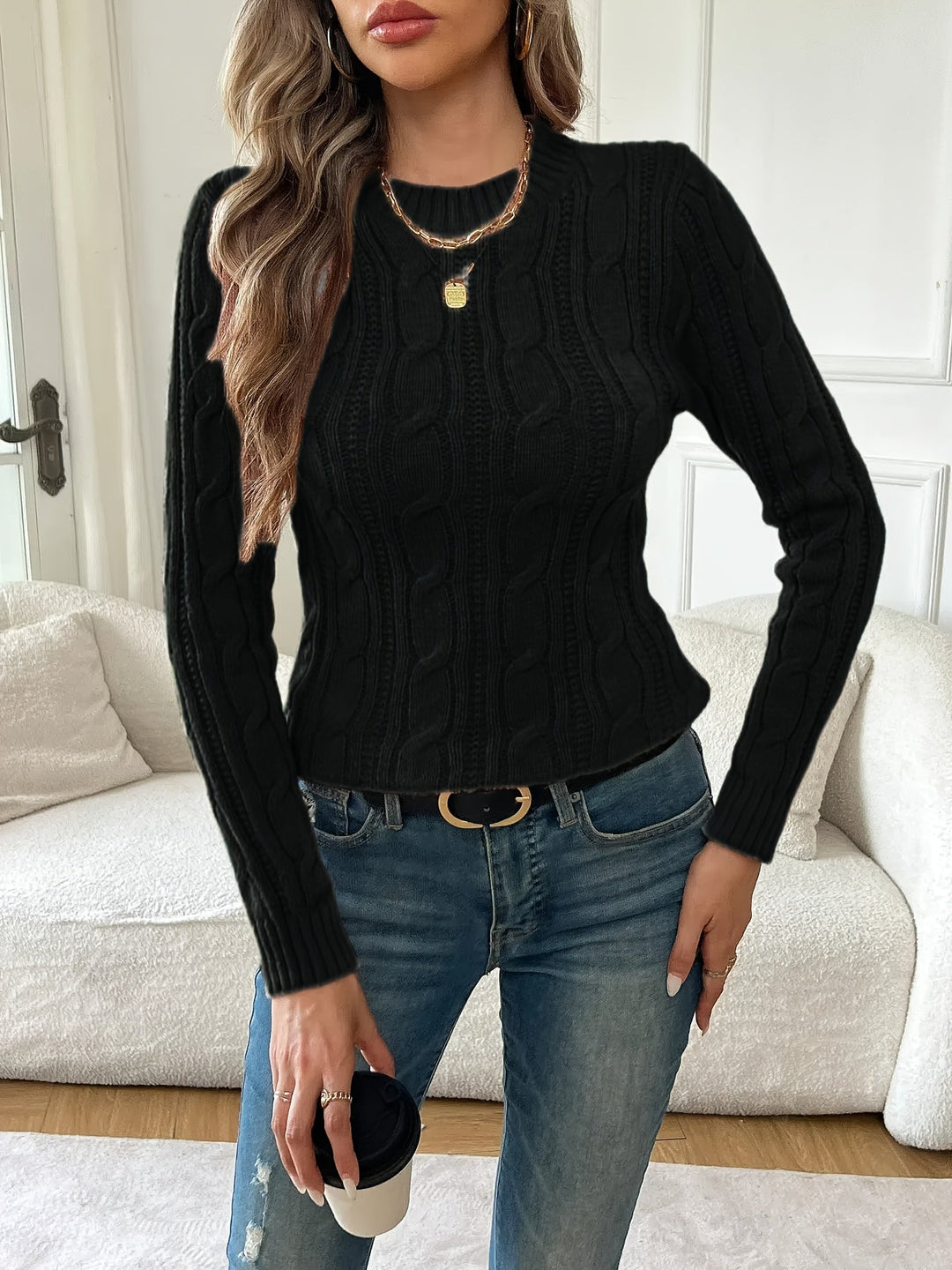 Klasyczny Twist-Knit sweter