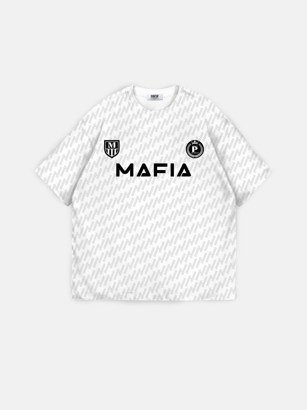 Oversize Mafia Trikot T-Shirt - Biały