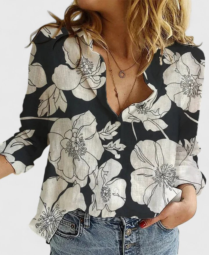 Swobodny Button-Up bluzka