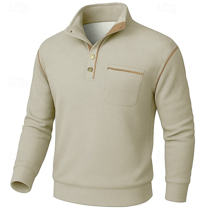 Fakturowany Half-Button sweter