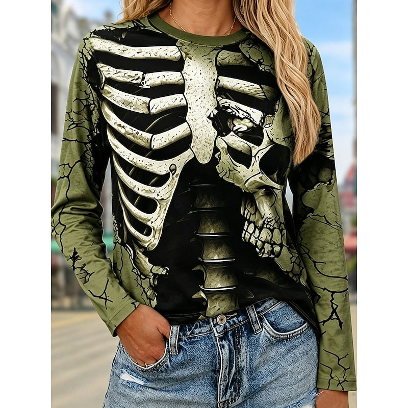Halloween szkielet długi rękaw top