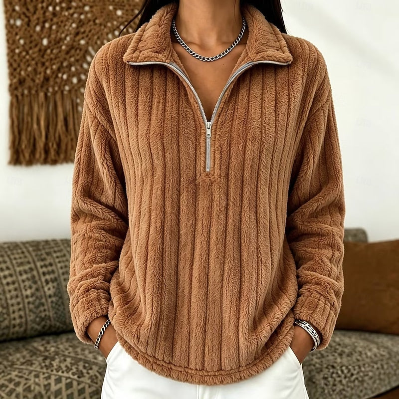 Przytulny fakturowany zamek 1/4 sweter