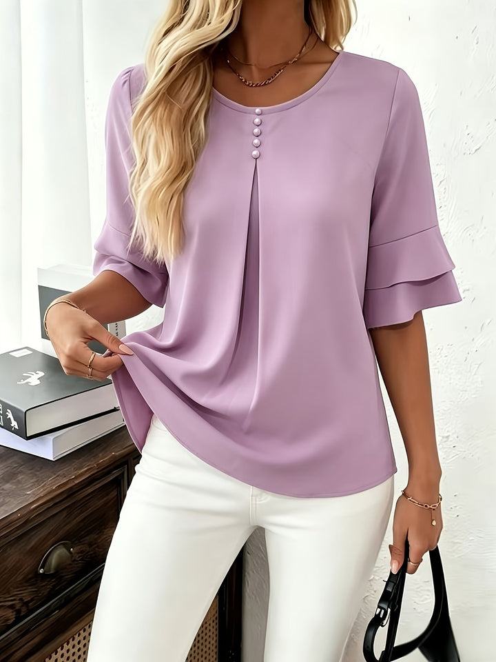 Flared-Sleeve plisowany bluzka