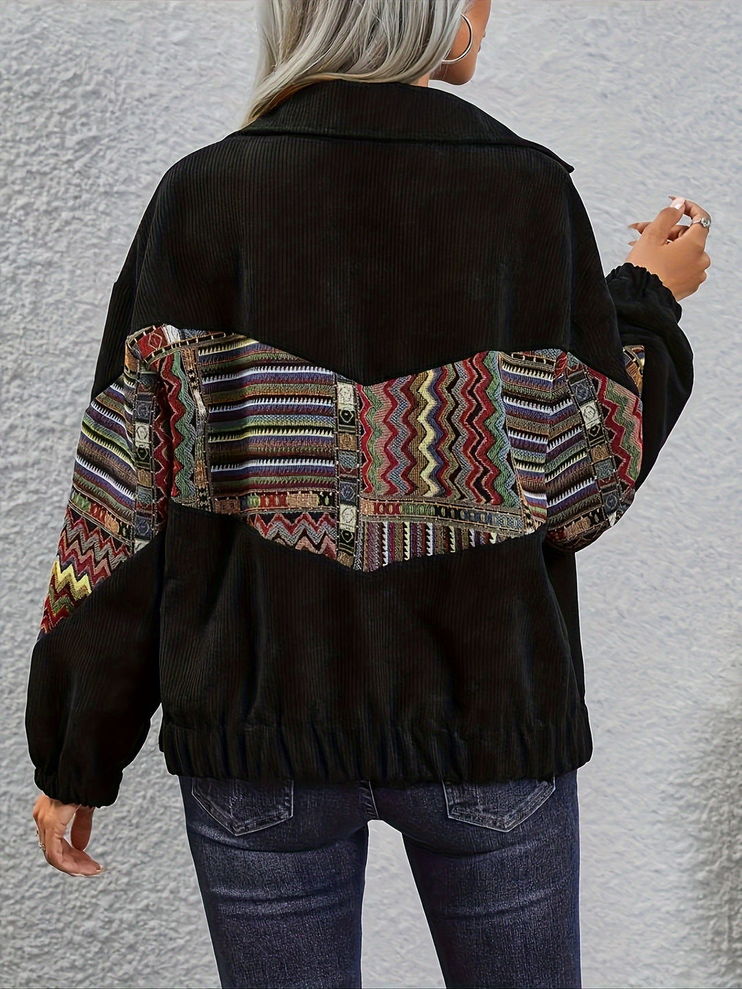 Patchwork wyrazisty akcent kurtka