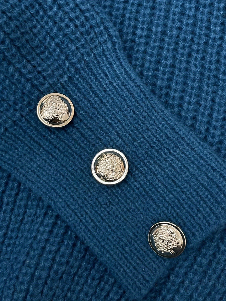 Button-Trim dekolt V sweter