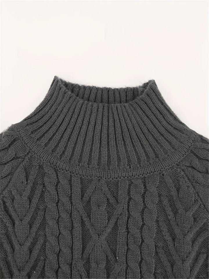 Fakturowany Half-Collar sweter