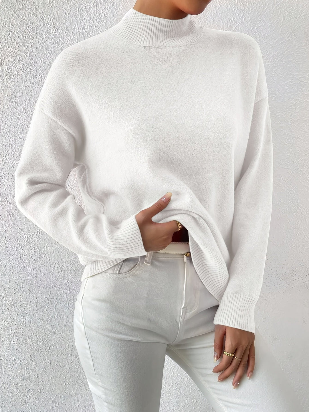 Elegancki imitacja szyja sweter