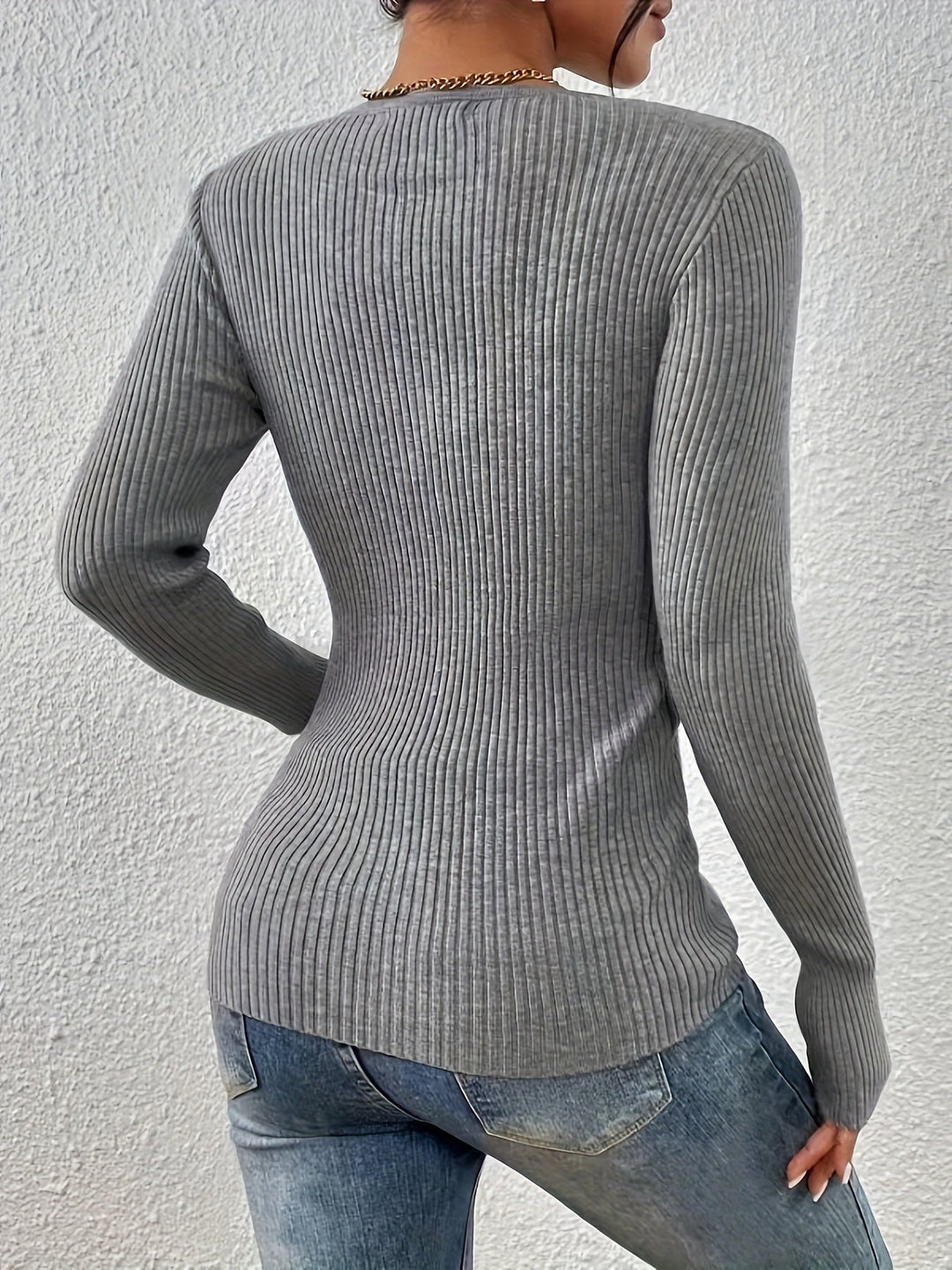 Prążkowany Half-Button top