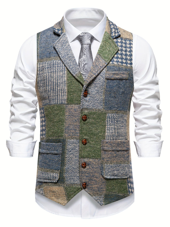Patchwork kamizelka z jodełka wzór