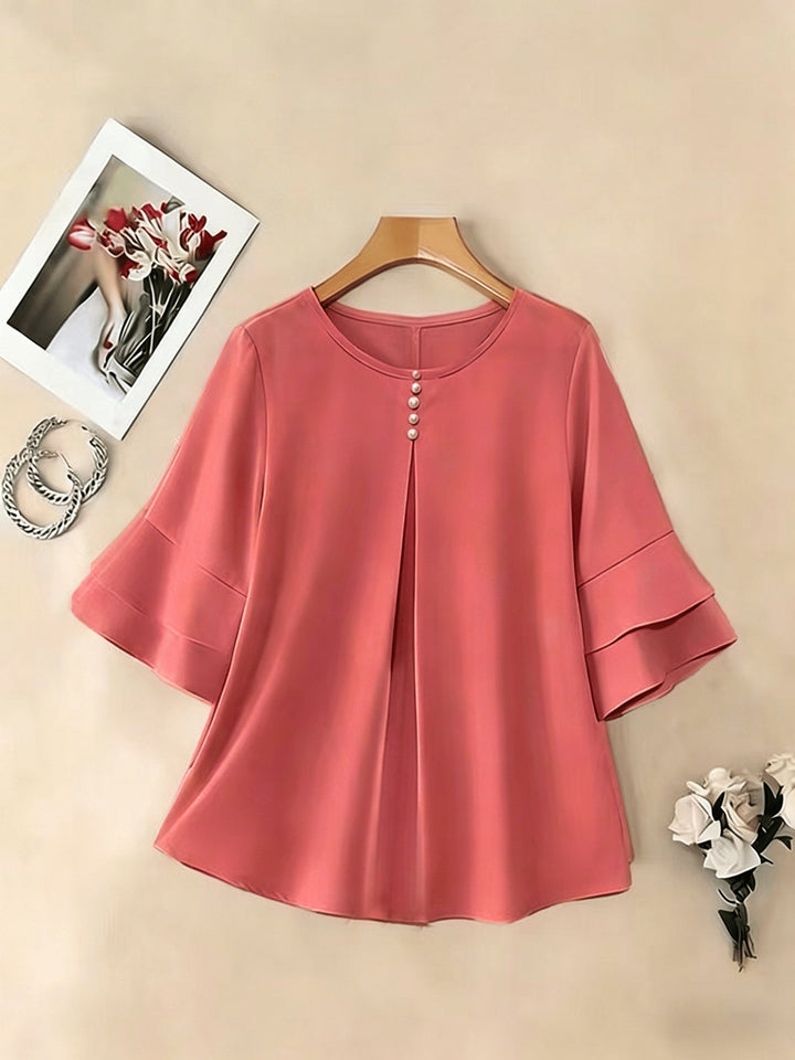 Flared-Sleeve plisowany bluzka