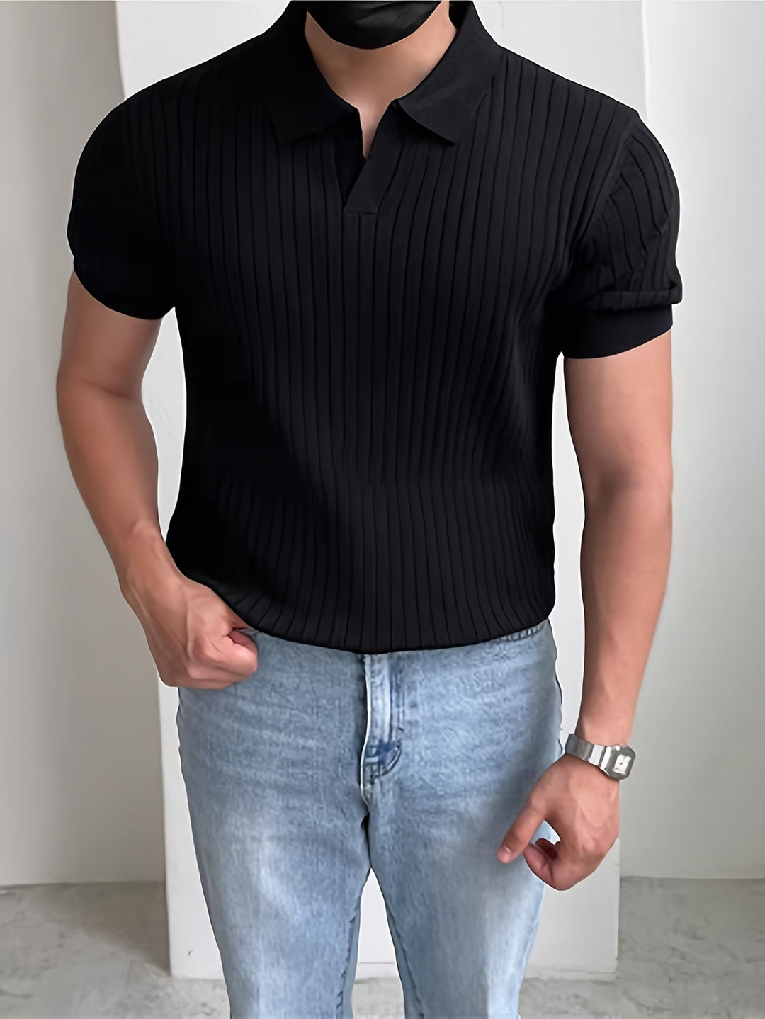 Elegancki fakturowany koszulka polo