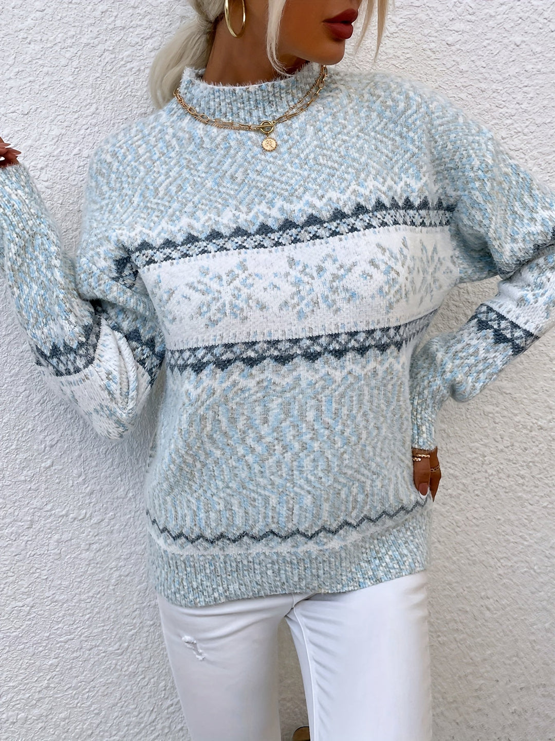 Przytulny Snowflake półgolf sweter