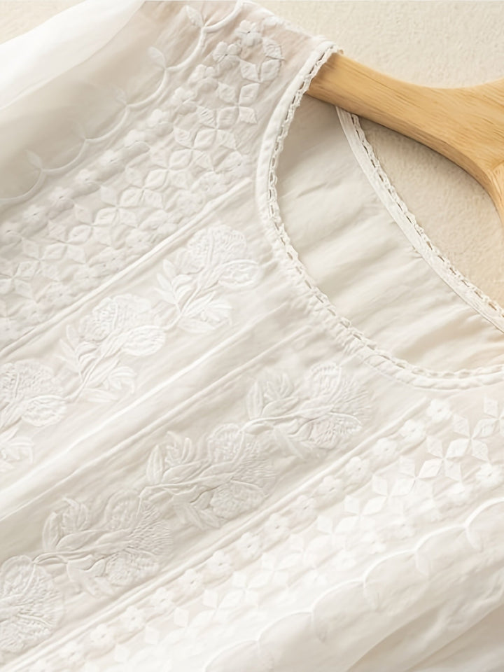 Haftowany Scoop-Neck bluzka