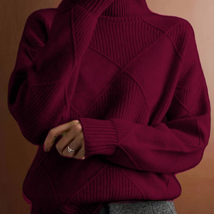 Fakturowany sweter z golfem