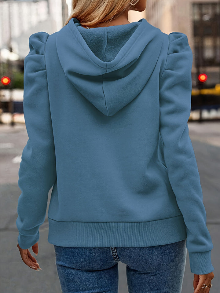 Puff-Sleeve sznurek bluza z kapturem
